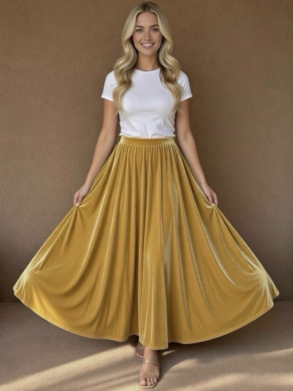 Vintage Double D Ranch Golden Yellow Slinky Knit Skirt Sz S
